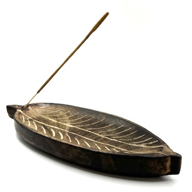 Burnt Wooden Leaf Incense Dish